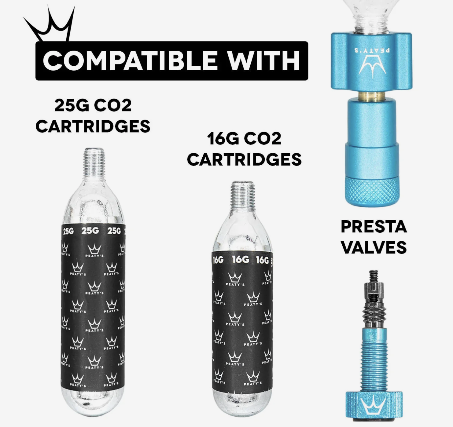 KIT PEATY'S CO2 PARA INFLADO DE NEUMÁTICOS - 16 g. 2